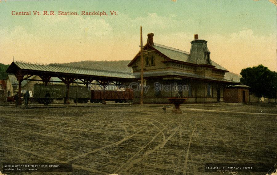 Postcard: Central Vermont Railroad Station, Randolph, Vermont